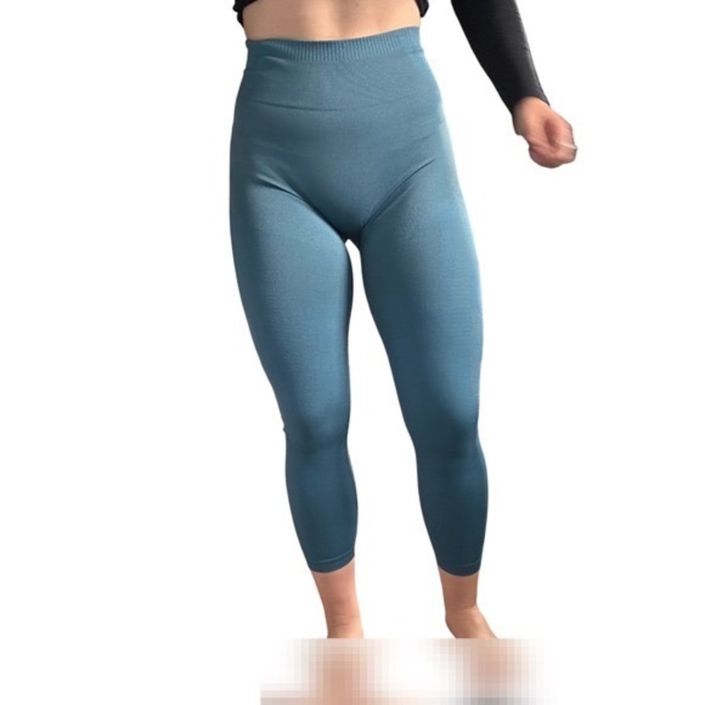 Gym Shark Seamless Blue Athletic Leggings High Waist Gym Workout Fitness Apparel